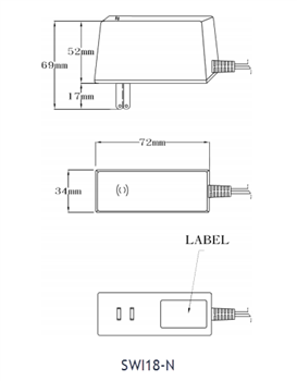 Mechanical Drawing - CUI Inc SWI18 Wall Plug Adapters